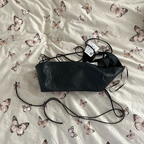 Zara black leather straps crop top - Picture 2 of 3